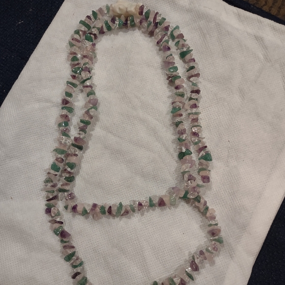 Vintage long Glass gem Stone necklace - Picture 2 of 9